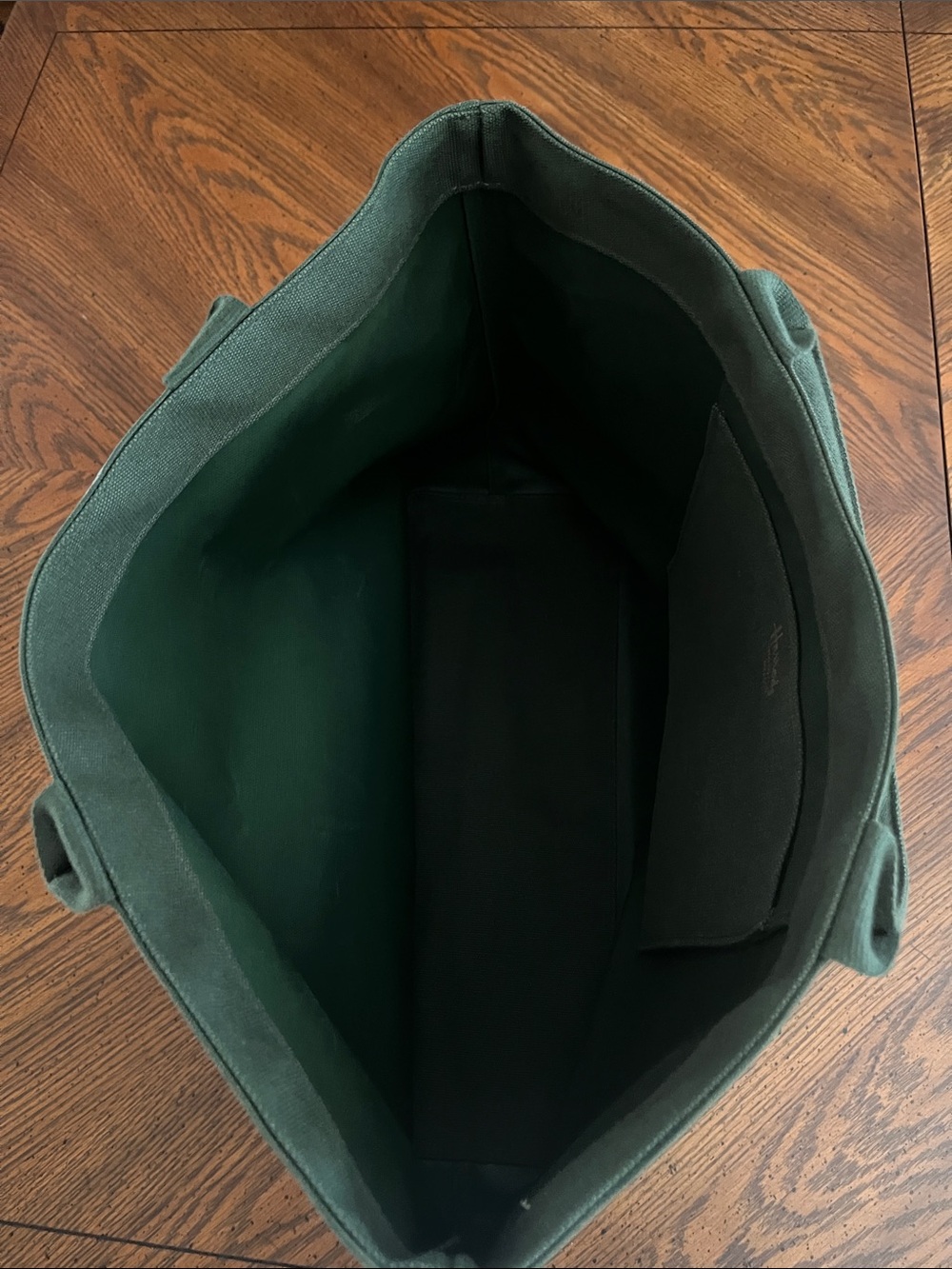 Harrods Green Canvas Tote with Teddy Bear Print - Picture 6 of 13